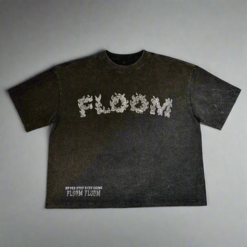 Black t-shirt with 'FLOOM' 